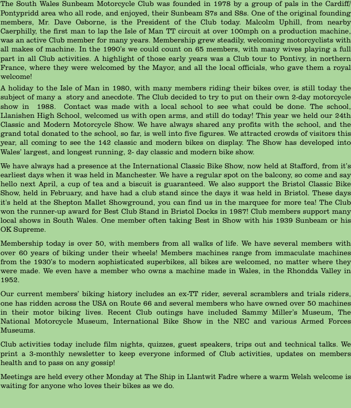 The South Wales Sunbeam Motorcycle